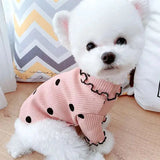 Lightweight dot turtleneck dog shirt offers soft comfort and trendy style for small companions.