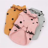 Medium breed dog shirt with stylish dot pattern and cotton comfort for all-season layering.