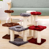 Durable small cat tree designed with scratching post and interactive toys for feline enrichment.