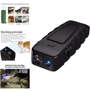 Anti-barking ultrasonic dog training device with adjustable settings for training aggressive or noisy pets