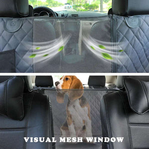 Durable dog back seat cushion cover for cars, adjustable straps, waterproof, anti-seepage material, universal fit.