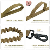 Heavy-duty tactical training dog leash with elastic shock absorption and secure control handle