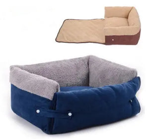 Soft flip dog bed with removable blanket for small to large pets indoor sleeping comfort