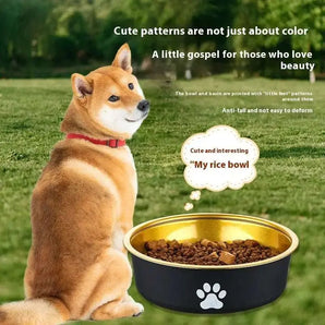 Anti-tumble food bowl for dogs and cats with secure rubber base for no-spill meals.