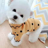 Cotton dog shirt with turtleneck design, breathable material, and dot print for small breeds.