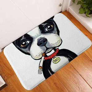 Dog print soft flannel anti-slip mat for cozy pet bedding and secure flooring support.