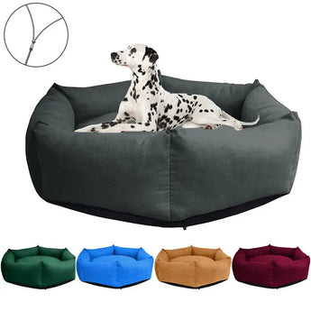 Comfortable dog bed featuring a removable washable cover, durability, style, and easy cleaning for pets.