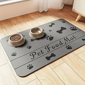  Dog food mat with modern geometric patterns, absorbent and non-slip, perfect for clean mealtimes.