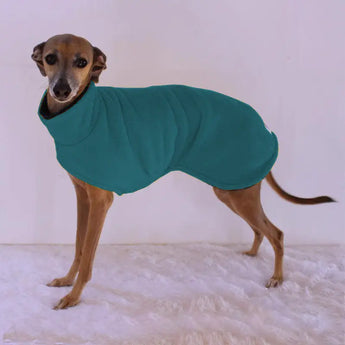 Premium thick warm plush pet clothing for whippets with a high neck for ultimate comfort.