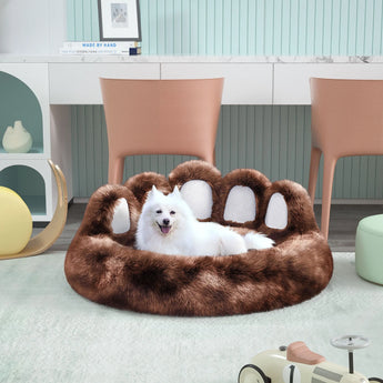 Stylish thickened warm bear paw kennel pet bed offers comfort and restful sleep for pets.