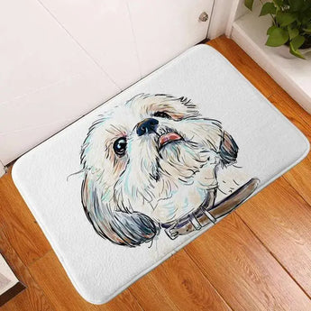 Non-slip soft flannel mat with dog print design for pet beds, floors, and furniture. -  3-Dog-45x75cm
