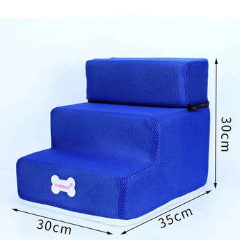 Lightweight dog stairs with durable sponge steps, helping pets easily climb onto tall furniture. -  Dark-Blue-30x30x35