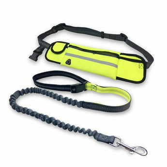 Yellow waist bag with black leash on a white background