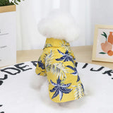 Dog enjoying sunshine in coconut-style Hawaiian summer clothes for comfort and fashionable island vibes. -  Yellow-XL