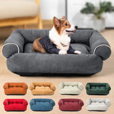 Luxurious washable velvet pet bed ensuring optimal comfort and support for dogs and cats at home.