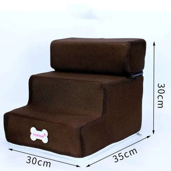 Soft sponge pet stairs for dogs, perfect for climbing beds and sofas without injury or stress. -  Coffee-30x30x35