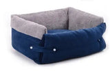 Comfortable removable pet bed with soft blanket for indoor dogs, non-slip bottom included -  Blue-Ash-M