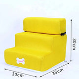  Easy-to-use soft dog stairs with sponge steps, assisting pets in reaching beds and sofas safely. -  Yellow-30x30x35