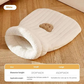 Cozy pocket cat nest with adorable bear pattern and plush interior