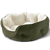 Grass Green Soft washable round dog bed with enclosed cathouse design ideal for small pets and senior dogs