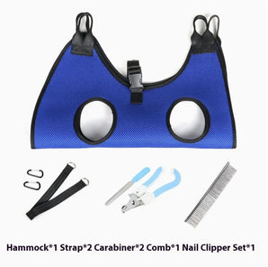 Hammock style grooming helper for pets ideal for secure dog nail trimming and bath time.