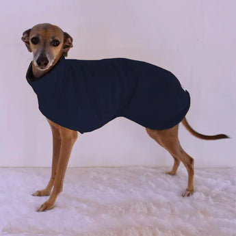 Whippet winter essentials: warm plush thick pet clothes with a stylish high neck design.