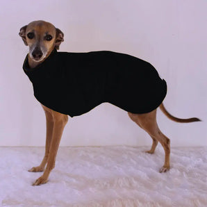 High-quality warm and thick plush pet clothes featuring a high neck for fashionable whippets.