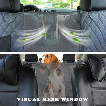 Durable dog back seat cushion cover for cars, adjustable straps, waterproof, anti-seepage material, universal fit.