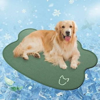 Non-slip cooling dog mattress, scratch-resistant ice silk pet pad for summer heat relief. -  Profiled-Green-85x120cm-XL