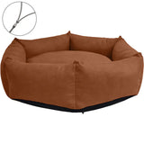 Luxury dog bed boasting a removable washable cover, comfort features, hygienic design, and modern aesthetics. -  Dark-brown-XL