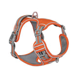 Orange-XL Sturdy dog harness with explosion‐proof construction, shock absorption, comfortable fit, night vision and reflective enhancements.