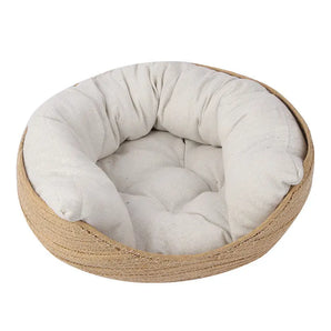 Hand-woven rattan cat bed – cozy, breathable, and stylish pet retreat for comfortable naps