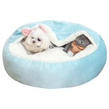 Large hooded dog bed with blanket for winter warmth and comfort