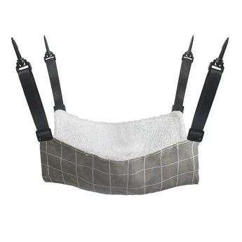 Stylish elevated hammock bed for small pets, designed with comfort, elegance, and durability in mind -  Grey-grid-XL