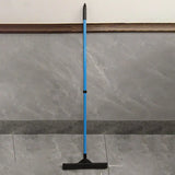 Easily eliminate pet hair from floors with a double-section retractable rubber broom for home cleaning -  Blue