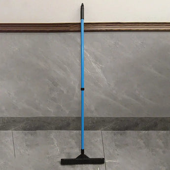 Easily eliminate pet hair from floors with a double-section retractable rubber broom for home cleaning -  Blue