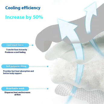 Comfortable pet cooling pad, non-slip, made with soft, durable, breathable ice silk for dogs.