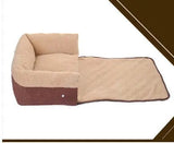 Flip Dog Bed Removable Pet Beds with Blanket -  Coffee-M