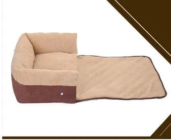 Flip Dog Bed Removable Pet Beds with Blanket -  Coffee-M
