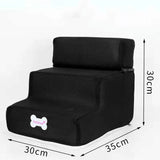 Pet climbing ladder with soft sponge steps, perfect dog stairs for bed and couch assistance. -  Black-30x30x35