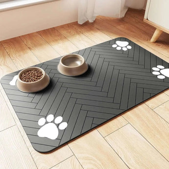 Black feeding mat for pets, splash-proof and absorbent, perfect for cats and dogs. -  60X90cm-Black