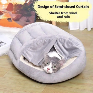 Thickened And Velvet Warm Cat Nest Semi-closed Curtain Nest Winter - main