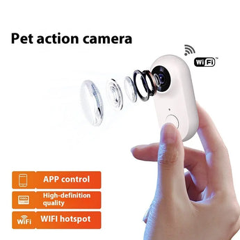 Sleek mini HD pet camera with magnetic attachment designed for outdoor sports and activity monitoring.