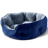 Dark Blue Cute round cathouse pet bed for small dog breeds and cats needing a warm, cosy retreat