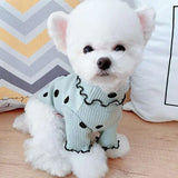 Cozy turtleneck dog shirt with dotted design ideal for small and medium-sized pet fashion. -  Green-M