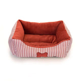 Bone Pattern Teddy Dog Bed – All Seasons Comfort for Small & Medium Dogs -  Red-S
