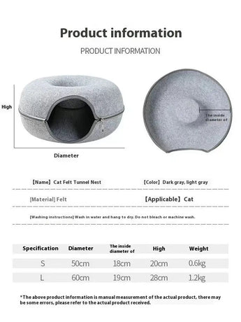 Cat Bed Comfortable Round Cat Tunnel J.S.M