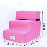 Cozy dog stairs with thick sponge steps, making pet bed access safe, easy, and stress-free. -  Pink-30x30x35