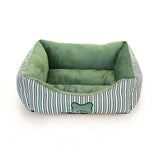 Warm and breathable teddy dog bed with bone print for medium and small dog breeds. -  Green-S