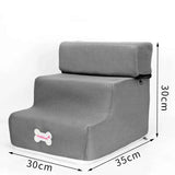 Dog stairs for bed with sponge cushion steps, ideal for senior pets and small dog breeds. -  Grey-30x30x35